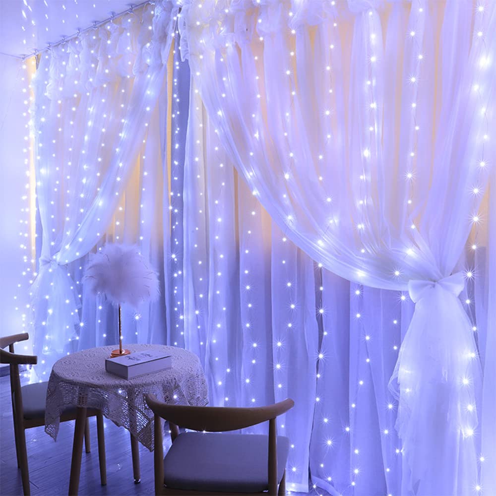 Honche 300Led Cuttable Curtain String Lights - Remote Controlled Brightness!