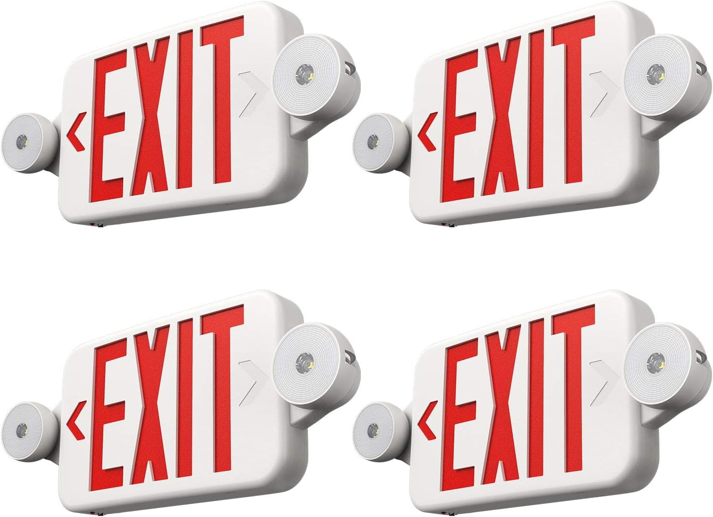 FREELICHT 4 Pack Red Exit Sign with Emergency Lights for Safety