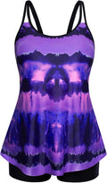 Tankini Swimsuit Two Piece Flowy Tank Top with Boy Shorts (Style D536)