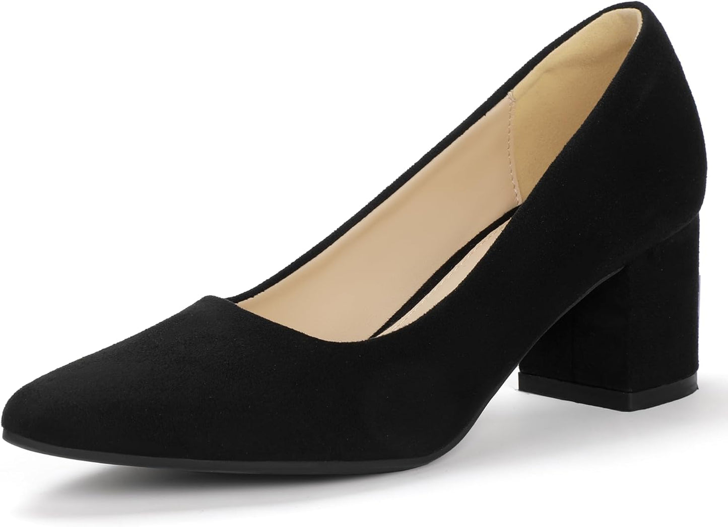 IDIFU Women's Pumps Closed Toe Low Chunky Block Heels Shoes