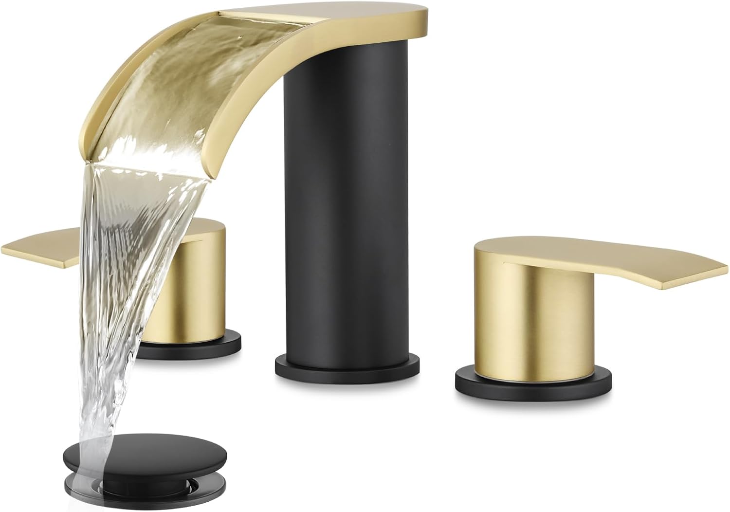 Waterfall 8 inch Widespread Bathroom Faucet Set with Drain