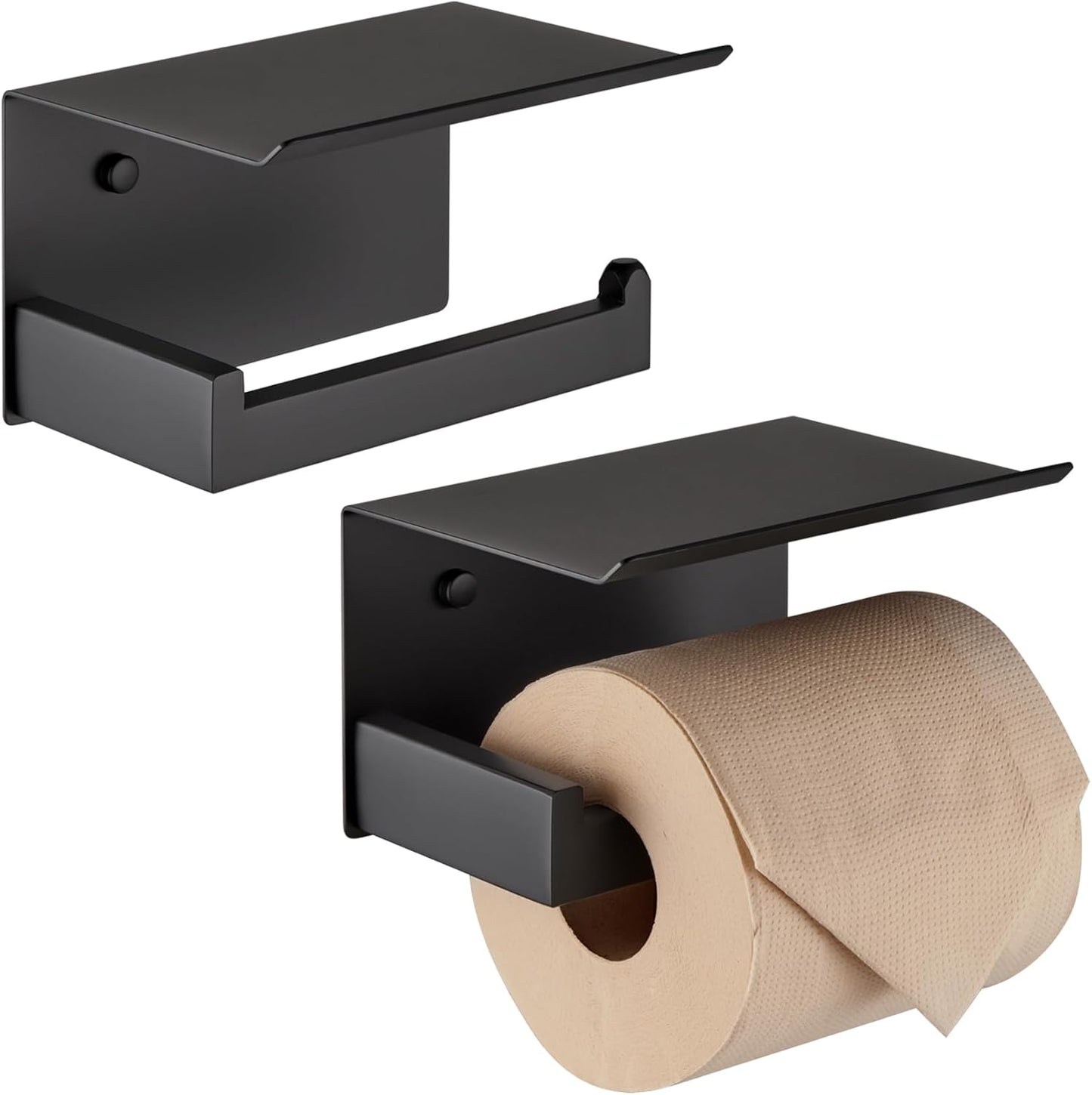 KOKOSIRI Black Toilet Paper Holders with Shelf for Modern Bathrooms