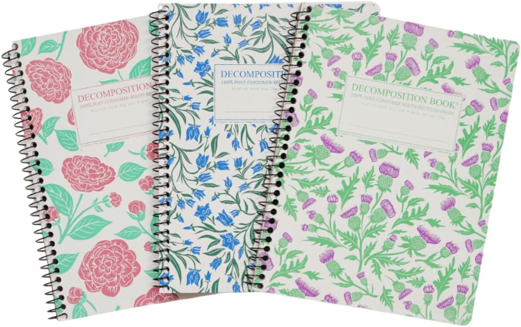Decomposition 3-Pack Floral College Ruled Notebooks for Writing