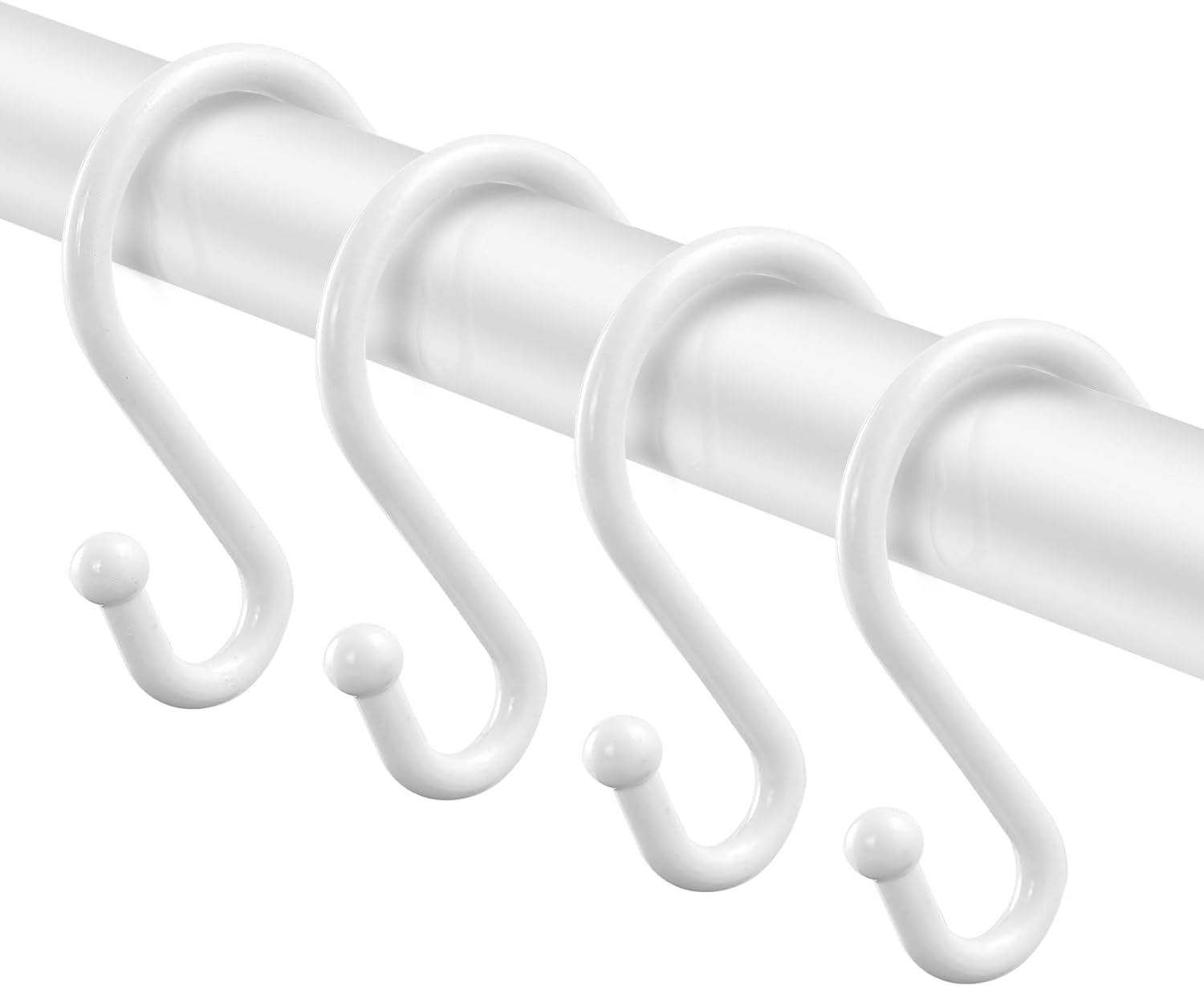 Set of 12 Rust Resistant S Hooks for Shower, Kitchen, Towels - White 