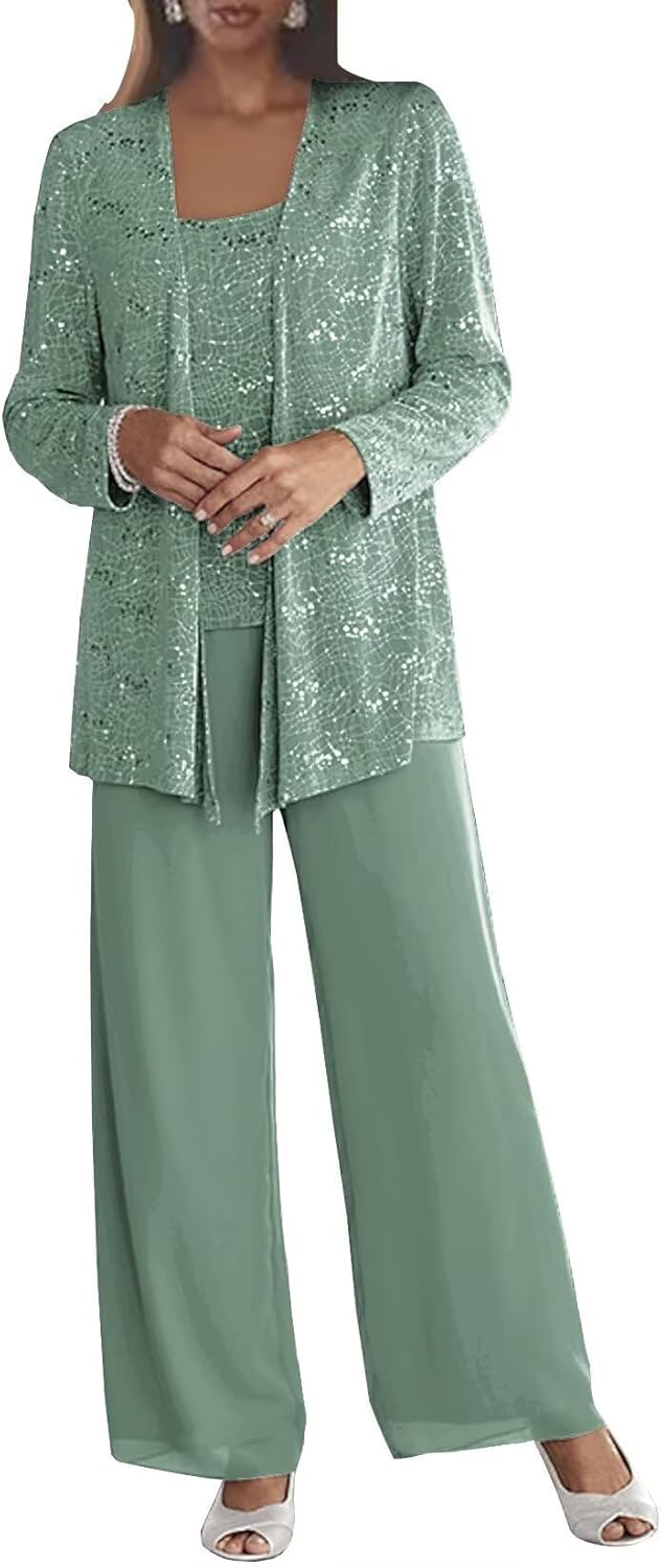Chiffon Mother of The Bride Pant Suits for Elegant Weddings