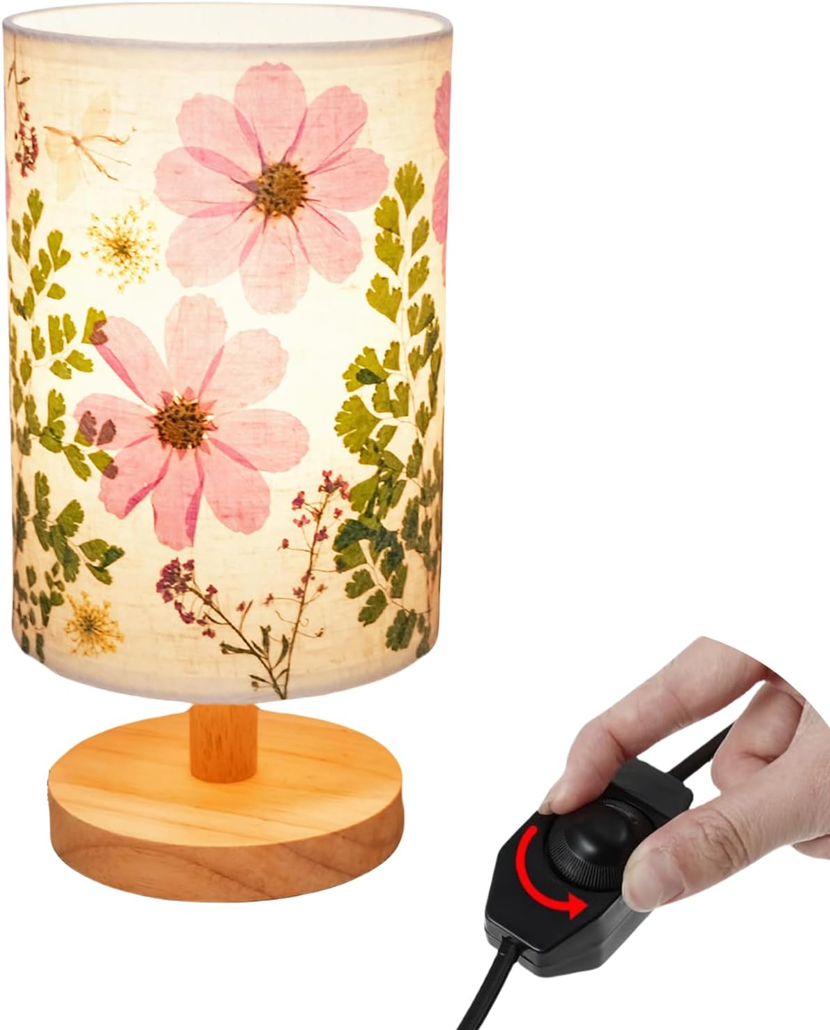 Dried Flowers Table Lamp with Dimmable Warm Light for Home