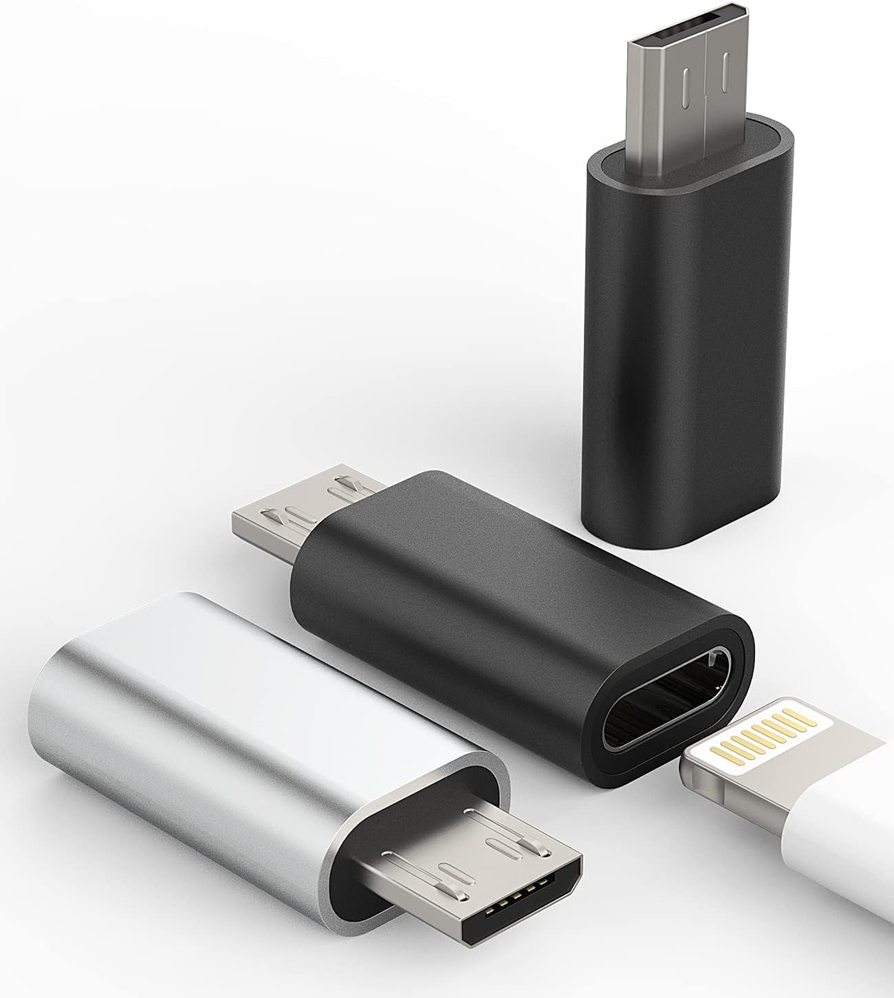 3-Pack Lightning to Micro USB Adapter - Connect iPhone & Samsung Effortlessly