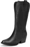 Women's Cowboy Cowgirl Boots Mid Calf Pointed Toe Low Heel - Stylish