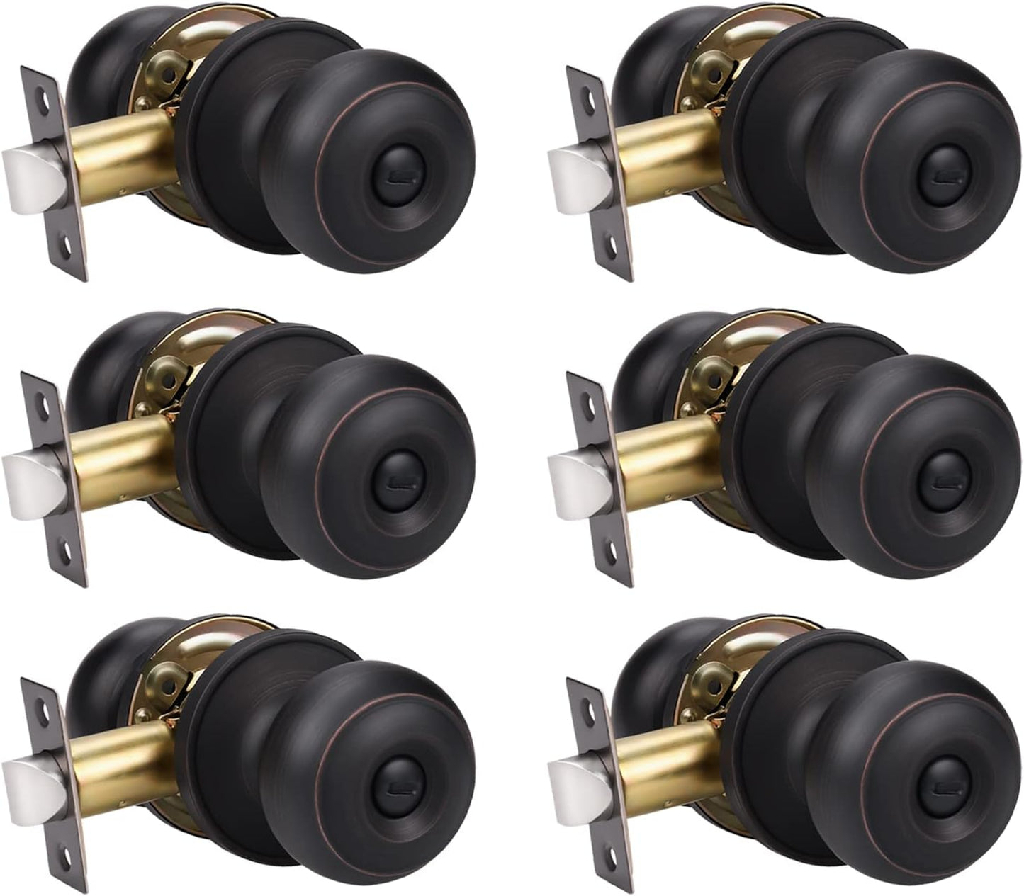 KNOBWELL 6 Pack Oil Rubbed Bronze Door Knobs with Privacy Lock