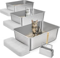 8ft Deep Stainless Steel Cat Litter Box 3 Pack - XL for Big Cats