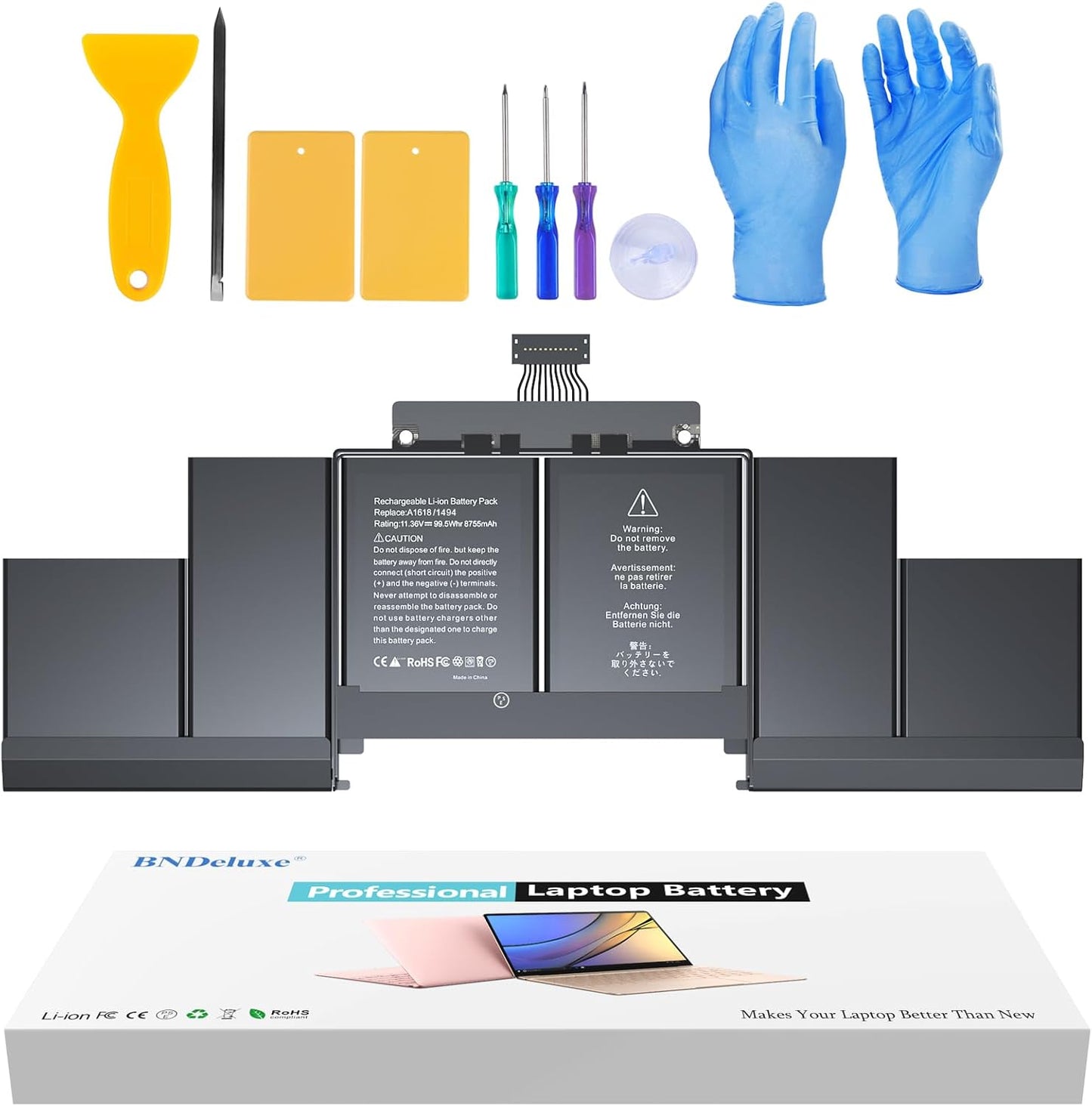 BNDeluxe A1618 Battery Replacement for MacBook Pro 15in Retina