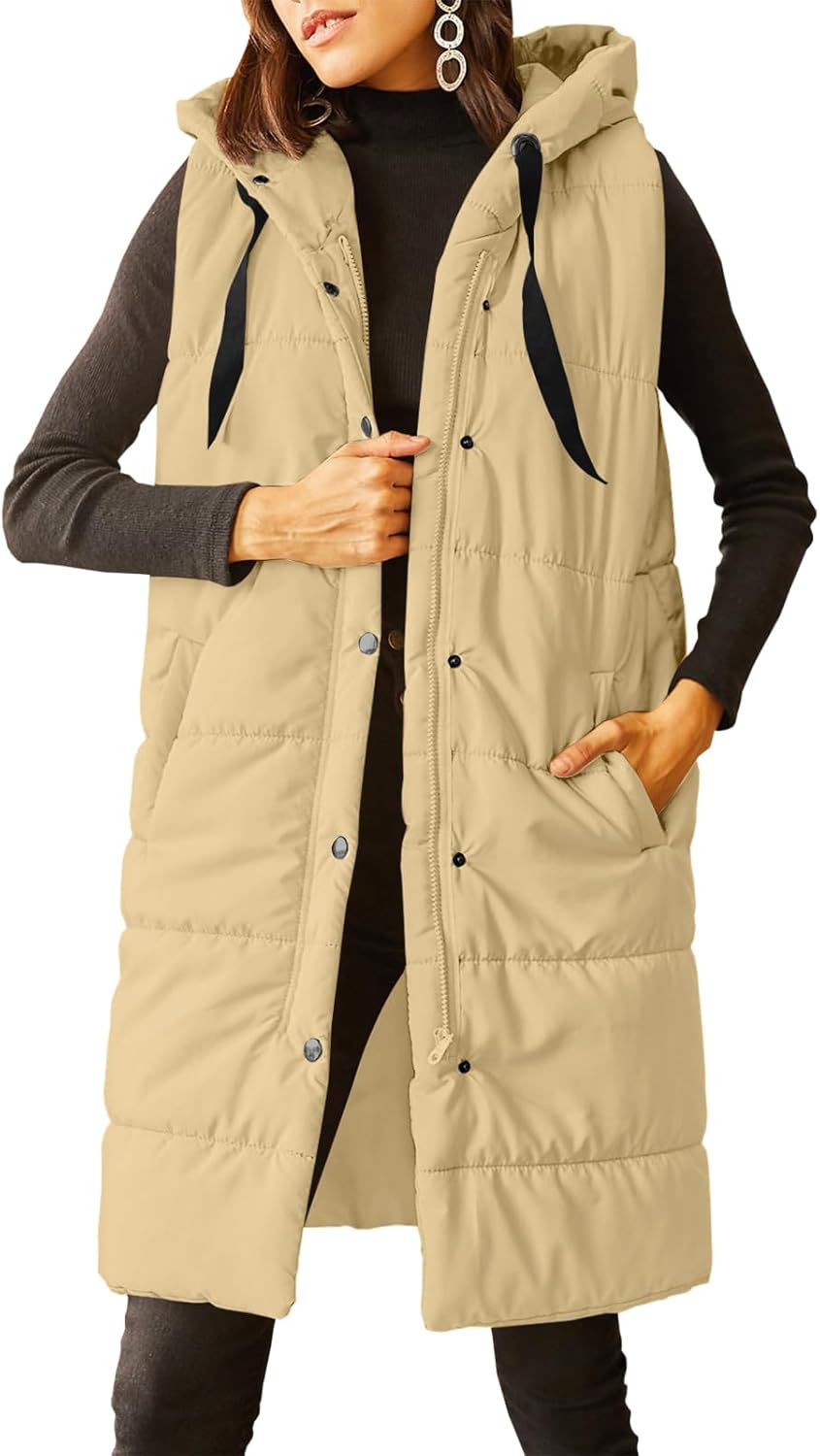 Grlasen Women's Long Quilted Puffer Vest for Winter Style