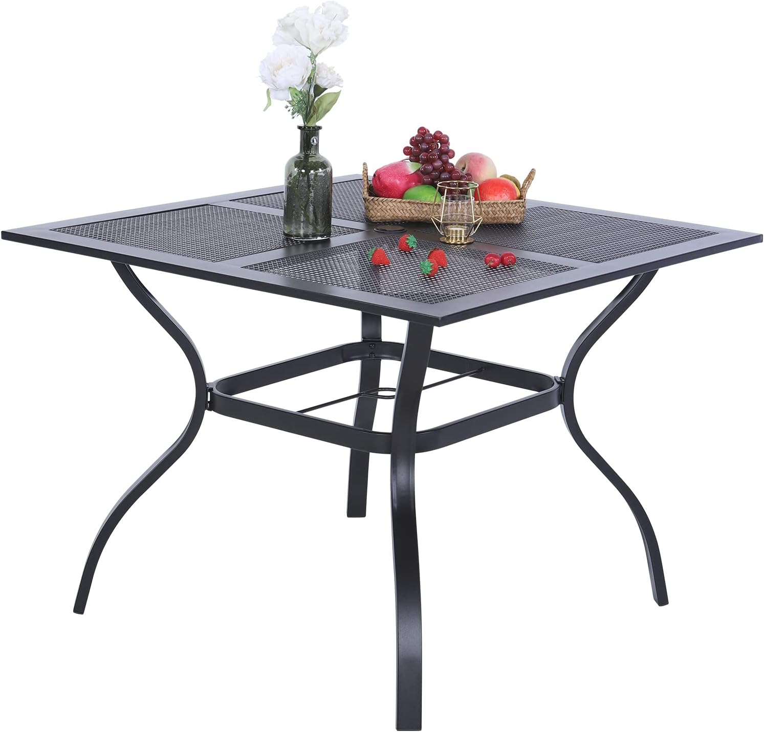 PHI VILLA 37 Inch Outdoor Dining Table for Patio and Garden
