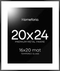 20x24 Picture Frame Black with 16x20 Mat - Matte Metal Gallery Look