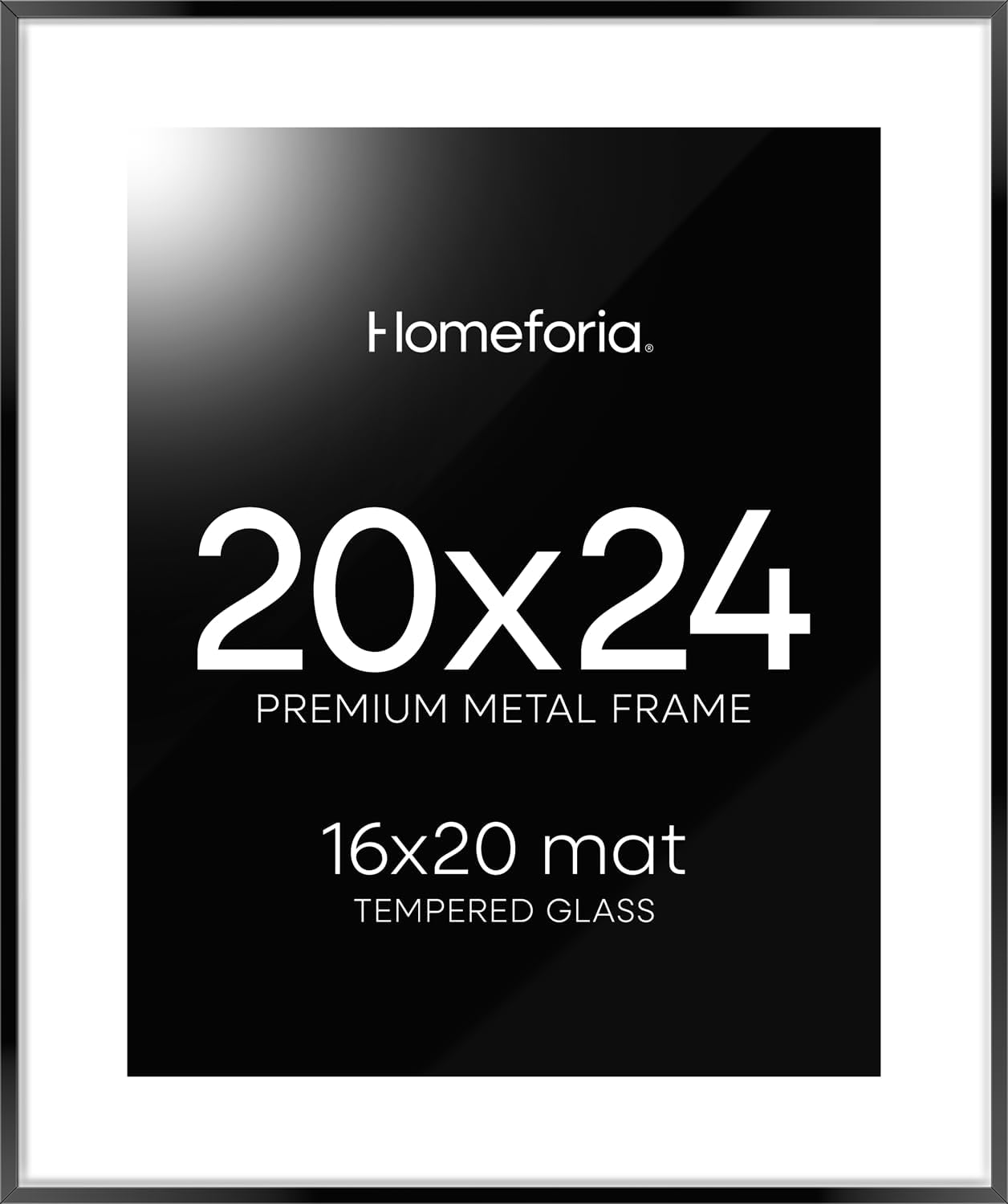 20x24 Picture Frame Black with Mat for 16x20 Prints
