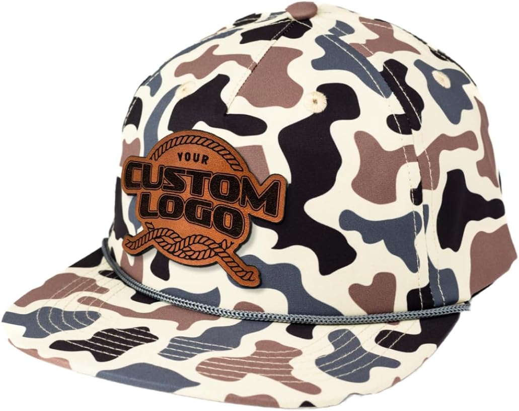 Custom Leather Patch 5 Panel Rope Hat for Stylish Comfort