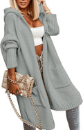 Aoysky Womens Long Cable Knit Hooded Cardigan - Warm Oversized Coat if