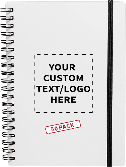 Customizable White Spiral Notebooks - Recycled & Lined - Bulk Pack