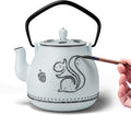 Cast Iron Teapot with Removable Infuser - Squirrel Design, 32 oz Light