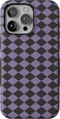 Casely iPhone 15 Pro Case Midnight Hex Purple Checkered - Bold