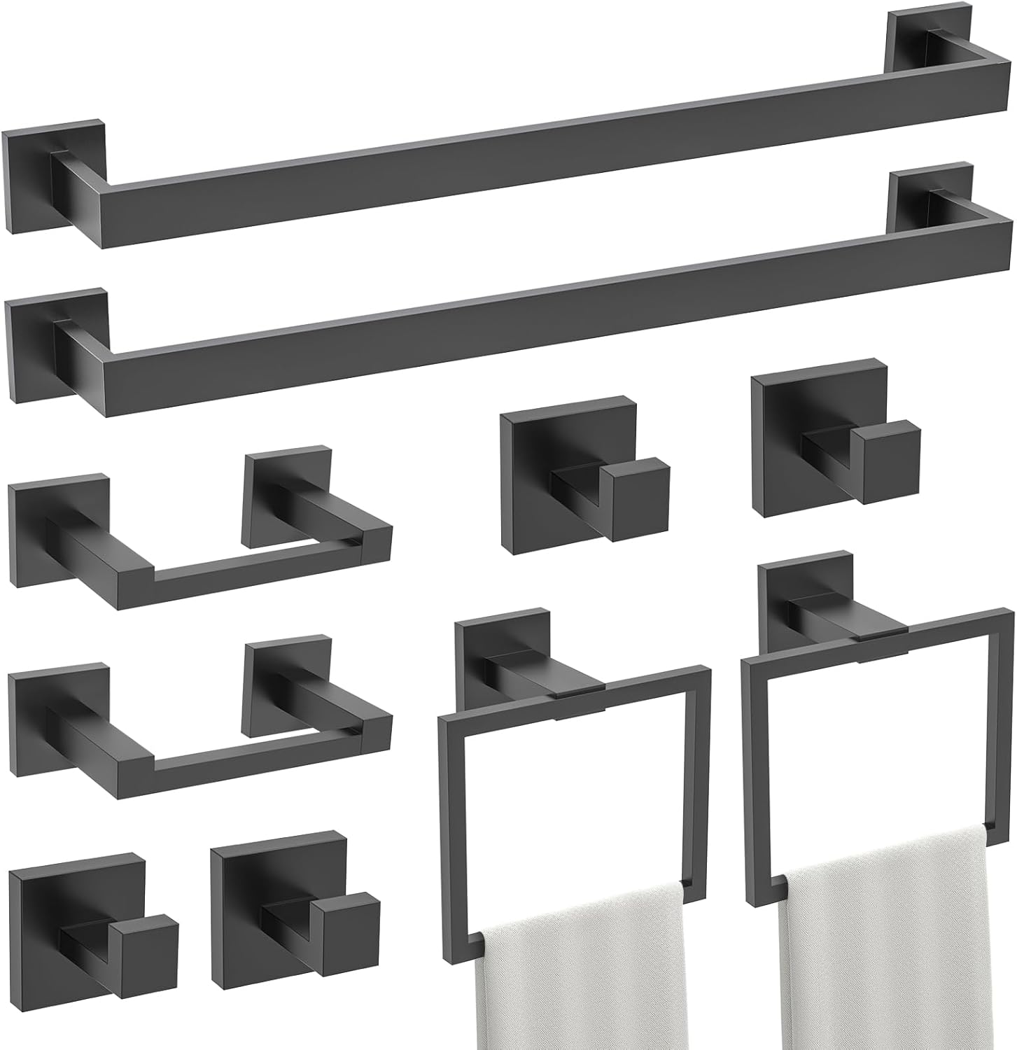 TURS 10-Piece Bathroom Hardware Accessories Set in Matte Black