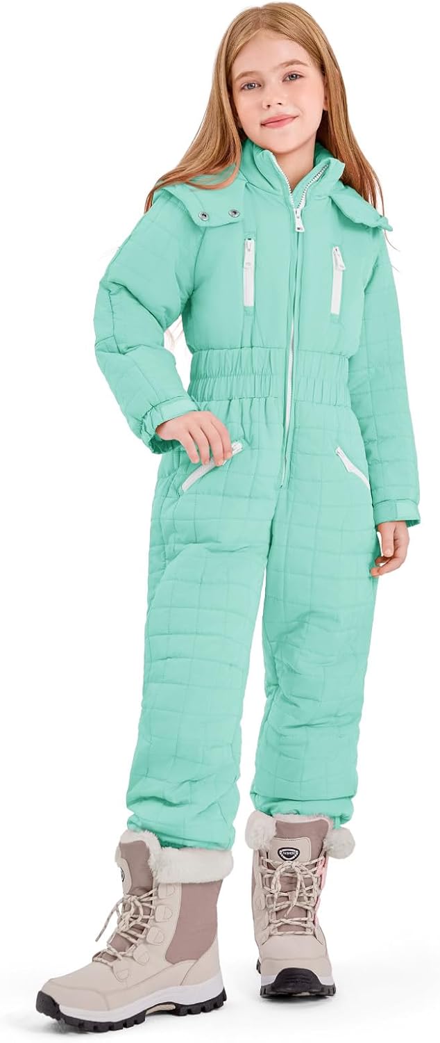 Haloumoning Kids Snow Suit Girls Waterproof Insulated Ski Suit