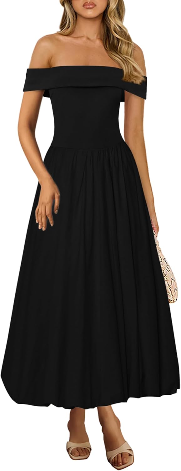 Flattering A-Line Midi Dress with Pockets by PRETTYGARDEN