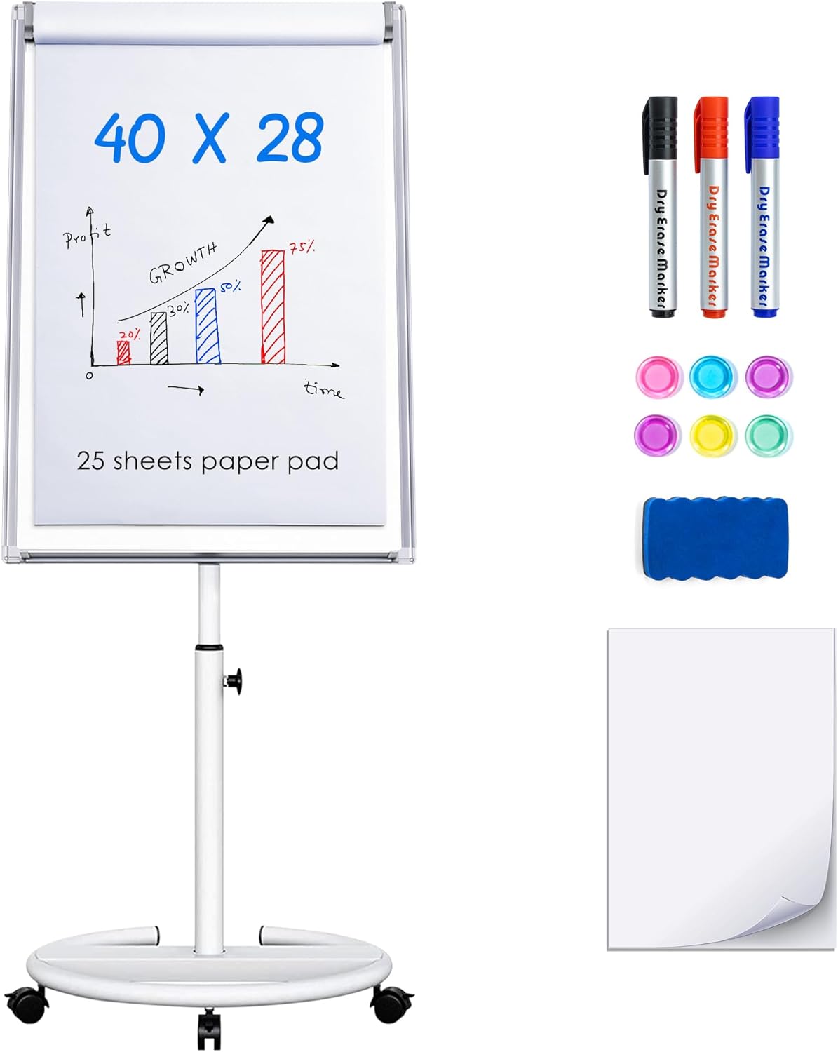 maxtek Mobile Dry Erase Board 40x28 in for Presentations & Planning