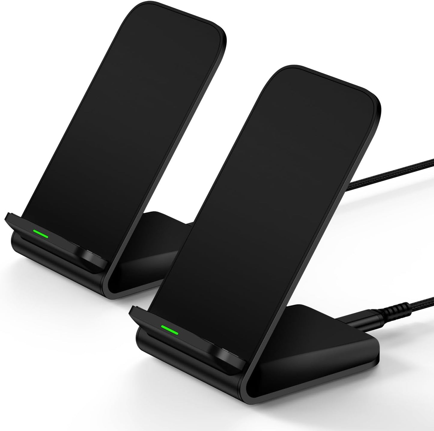 ABCPOW 2-Pack Fast Wireless Charger Stand | 15W Speed | Samsung & iPhone Compatible