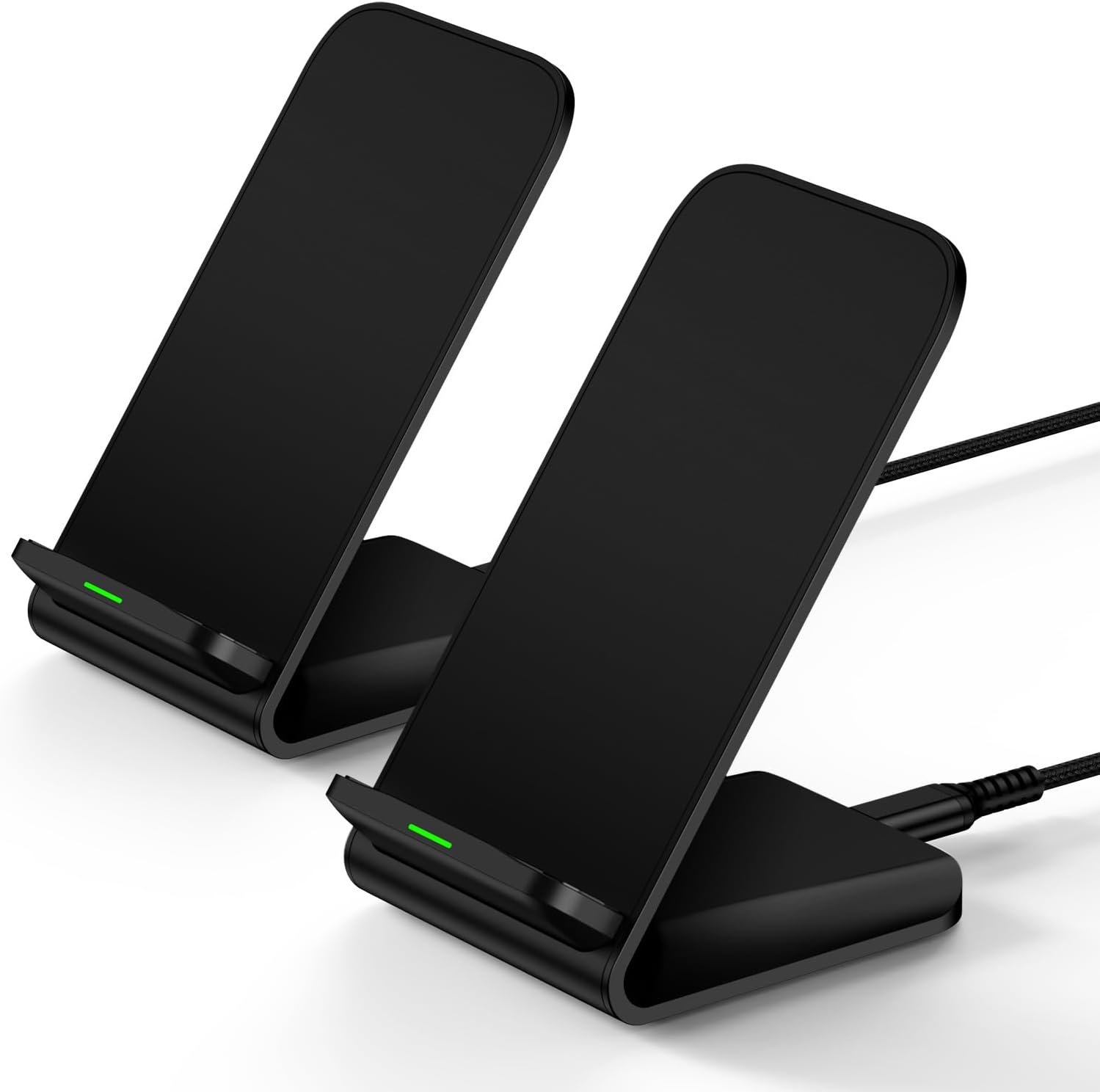 ABCPOW 2-Pack Fast Wireless Charger Stand | 15W Speed | Samsung & iPhone Compatible
