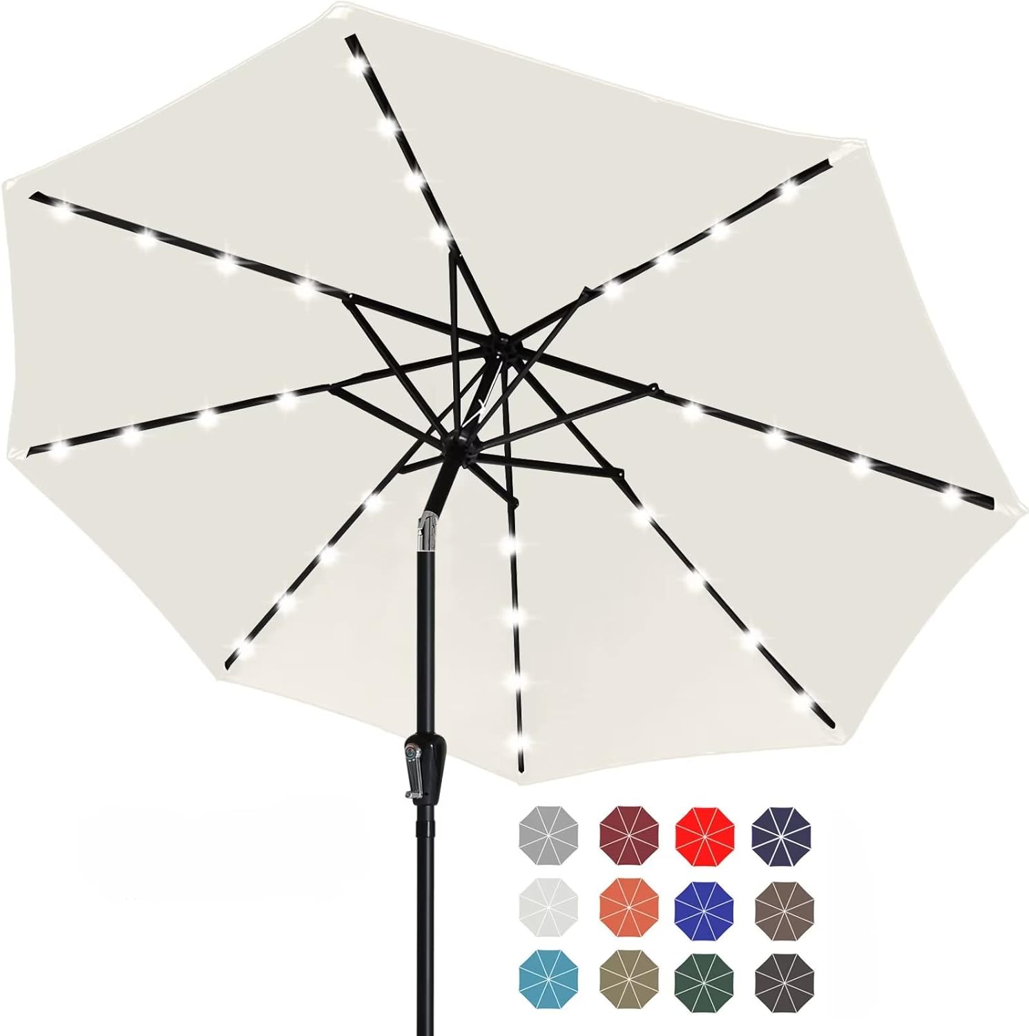 Durable Solar Led Patio Umbrellas with 32LED Lights 7.5FT