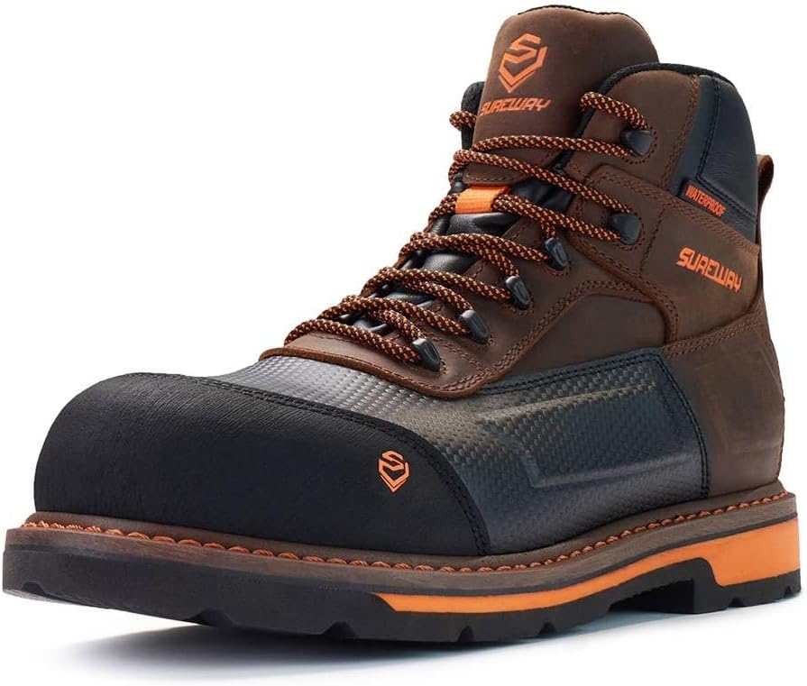 SUREWAY Men's 6in Waterproof Composite Toe Work Boots for Comfort