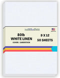 50 Bright White Linen 80# Cover Paper Sheets - Fine Linen Cardstock