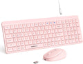 Pink Wireless Keyboard and Mouse Combo for Desktop and Tablet - Quiet