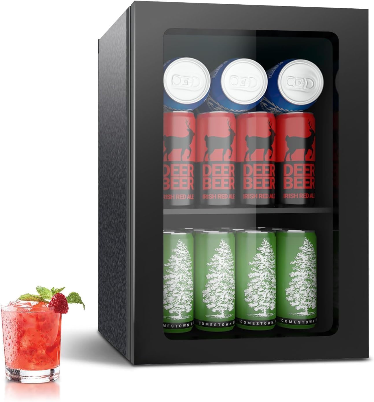 Compact 24 Can Mini Fridge for Drinks, Beer, and Wine