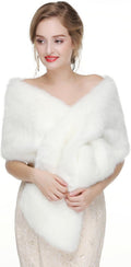 Women's Faux Fur Shawl Wrap Cape for Bridal Wedding Party Blue