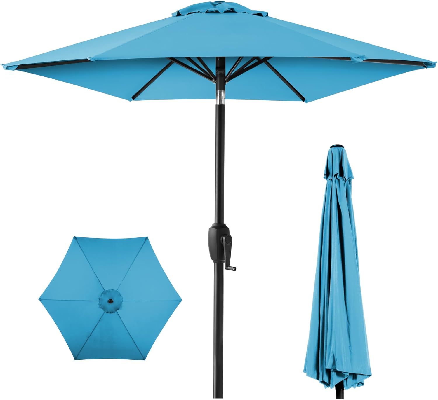 7.5ft Heavy-Duty Round Outdoor Market Table Umbrella - Sky Blue