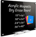 Acrylic Black Magnetic Dry Erase Board 12x16 - Frameless Wall