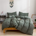 Mucalis Dark Green Duvet Cover Queen 100% Washed Cotton - Soft