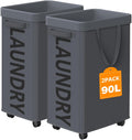 2 Pack 90L Rolling Laundry Basket with Wheels - Large Hamper Duo