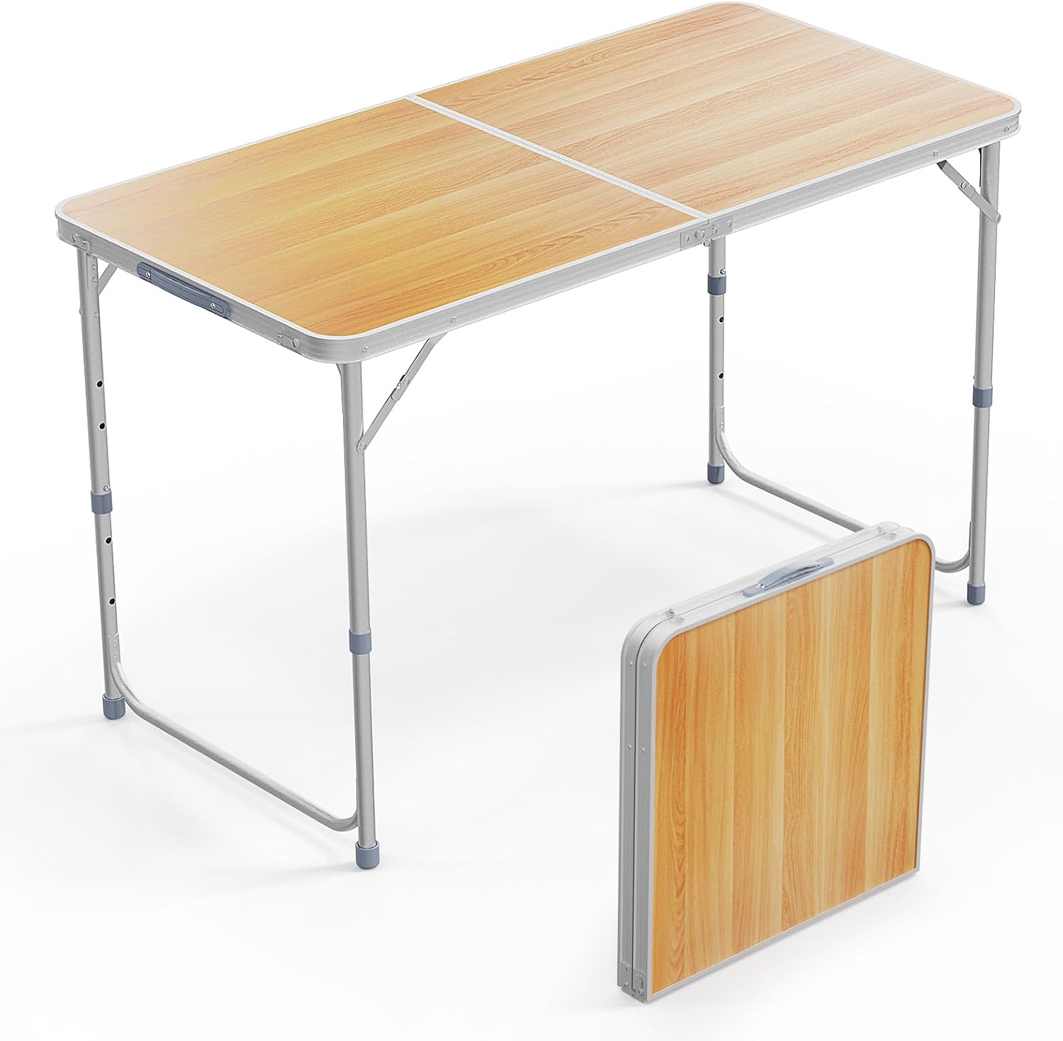 VINGLI 4FT White Folding Table - Lightweight & Adjustable Height