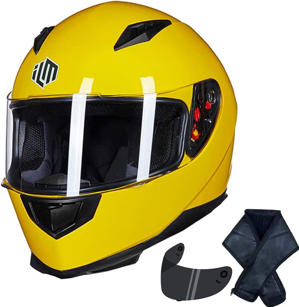 ILM Full Face Motorcycle Helmet with Removable Neck Scarf