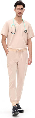 COZYFIT Scrubs for Men V-Neck Top and Jogger Pants (Style YCDF)