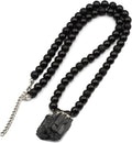 Natural Raw Tourmaline Pendant Black Onyx 8mm Bead (Style RJN6)