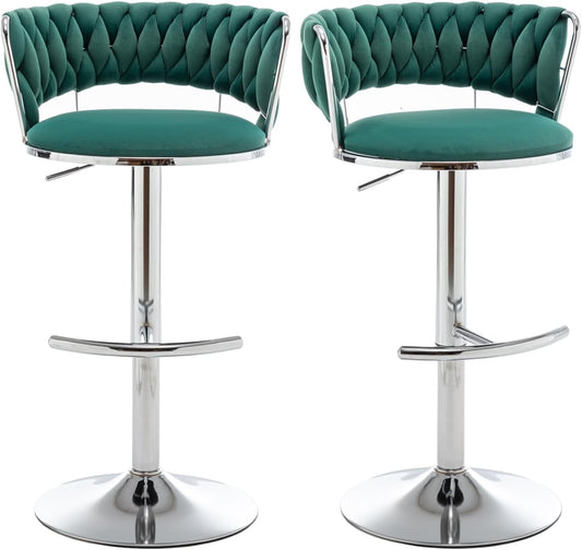 Stylish Velvet Bar Stools Set of 2 for Kitchen Island Use