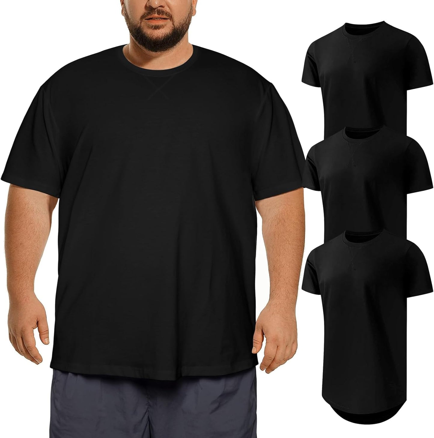 Men's Big and Tall T-Shirts 3XL-8XL Casual Stretch Tees