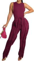 Women Two Piece Fringe Pants Set - Sexy Club Party Outfit