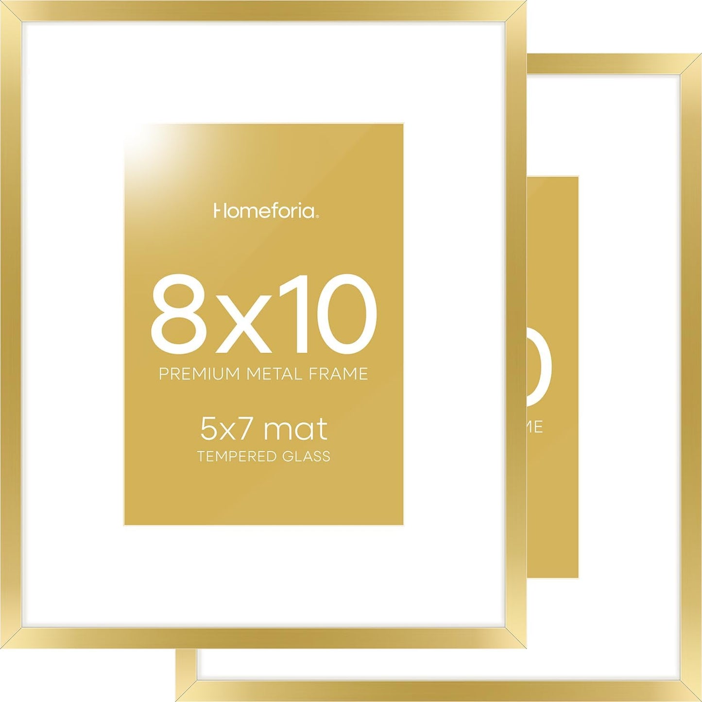 High End Metal 8x10 Picture Frame Set of 2 with Mat 5x7 Art