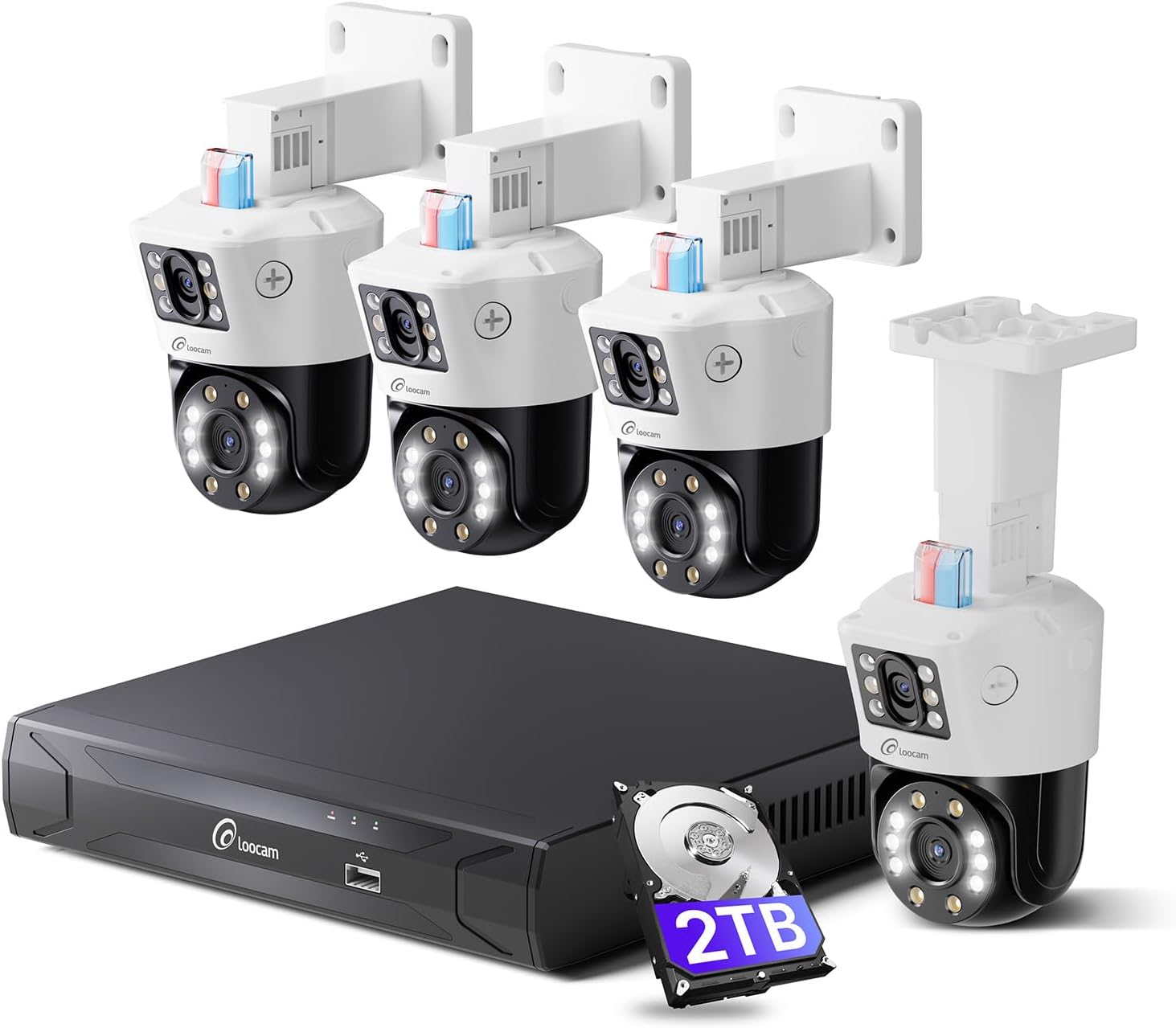Dual-Lens 4K PoE Security Camera System with Color Night Vision