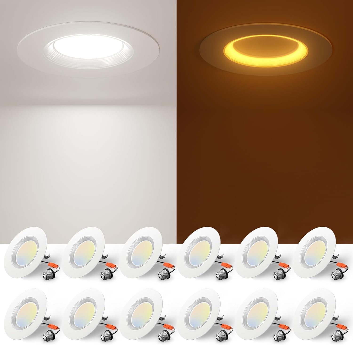 Amico 12 Pack 4 inch LED Recessed Lighting with Night Light